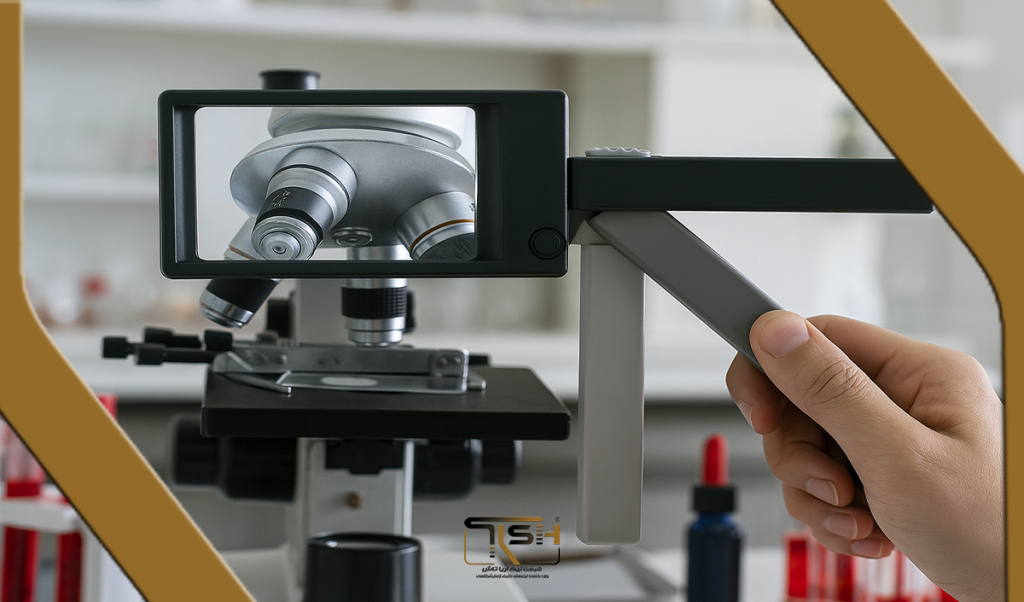 "لوپ چراغدار مدل 3006 تِفا در حال بزرگنمایی برد الکترونیکی با نور LED"